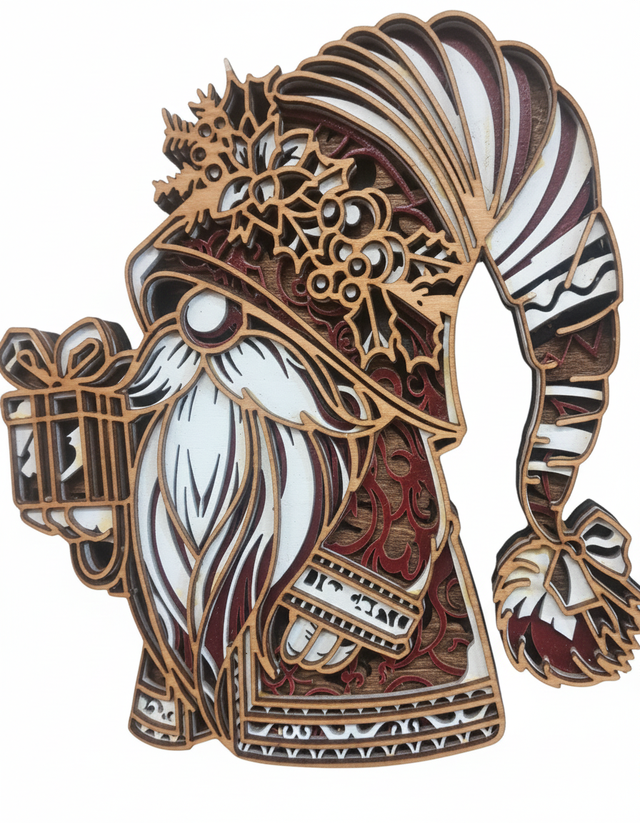 Decorative wall hanging with an intricate multiple layered design, pictured on a white background