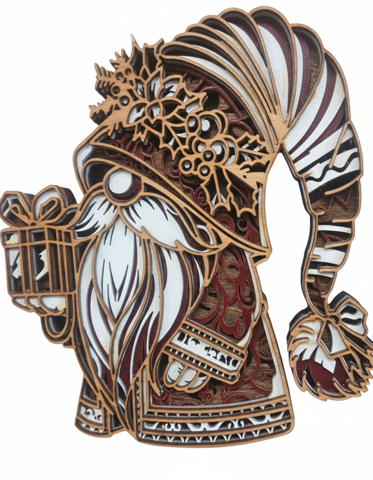 Decorative wall hanging with an intricate multiple layered design, pictured on a white background