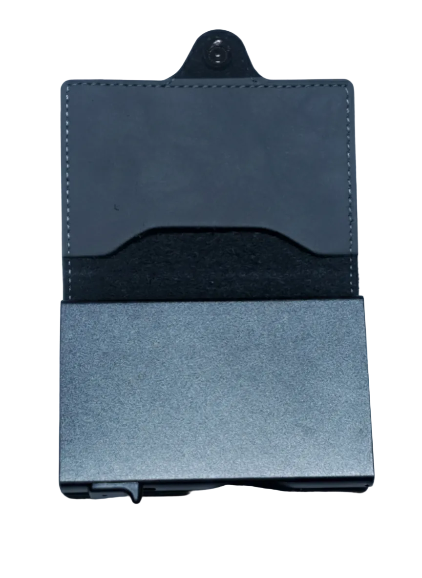 Black wallet pictured on a white background