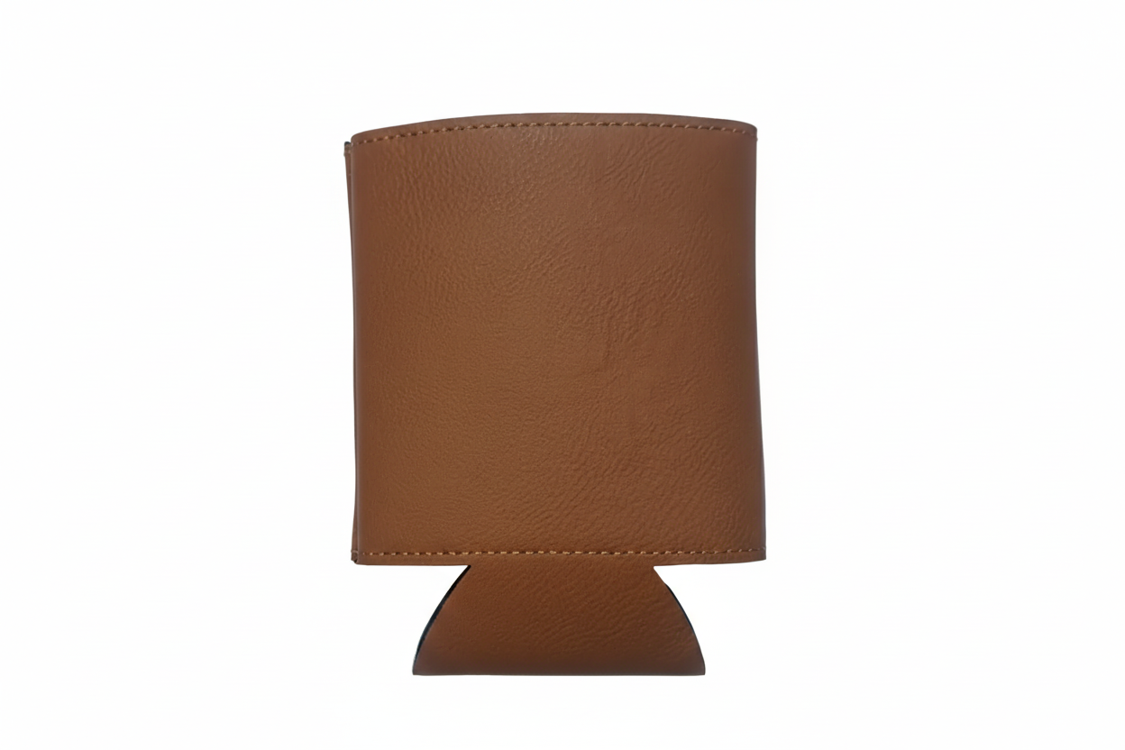 Brown can cooler set on a white background